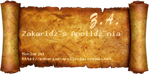 Zakariás Apollónia névjegykártya